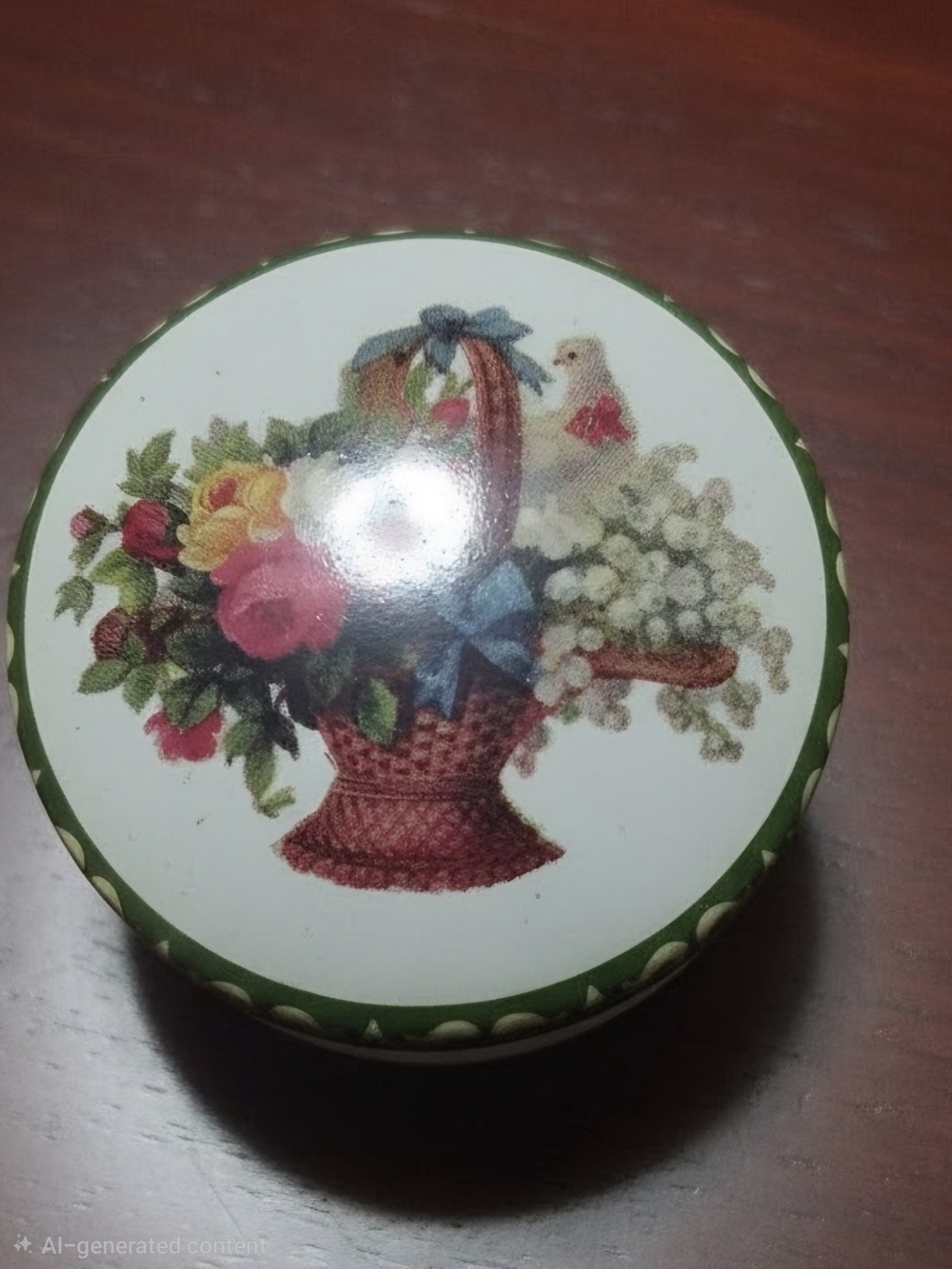 vintage metal pillbox   70s floral bouquet